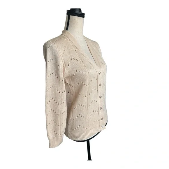Vintage Knitted Button Closure Long Sleeve Cardigan Size S - Picture 2 of 6